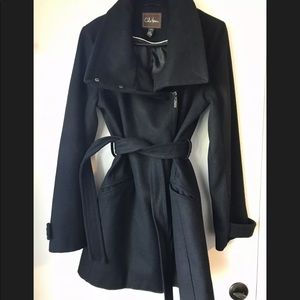 Cole Haan Belted Asymmetrical Wool Jacket Medium